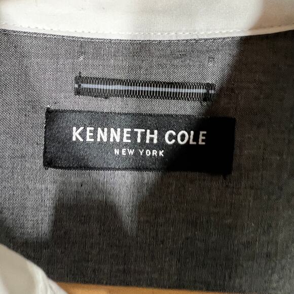 NEW! Kenneth Cole Button Up Dress Shirt Long Sleeve Tuxedo Stripe - M - Picture 4 of 6